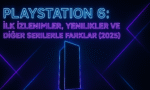 PlayStation 6 modern ve yenilikçi tasarımını gösteren, mavi-siyah renk tonlarında, yeni nesil oyun konsolunun öne çıktığı bir tanıtım görseli.
